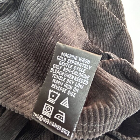 Vintage 90s Y2K Warner Brothers Looney Tunes Black Corduroy Mini Dress Small - Picture 4 of 10